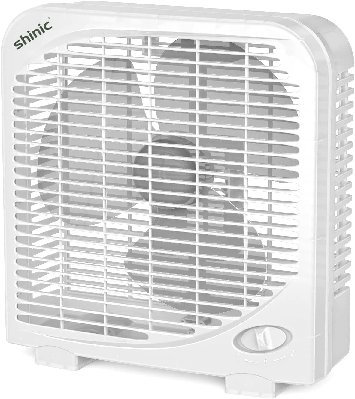 10" Tabletop Box Fan for Bedroom, 2 Speeds, Quiet Table with Strong Airflow, Energy Efficient Small Fan, Portable Kitchen Exhaust Bedroom Bathroom Office Dorm Workshop, White