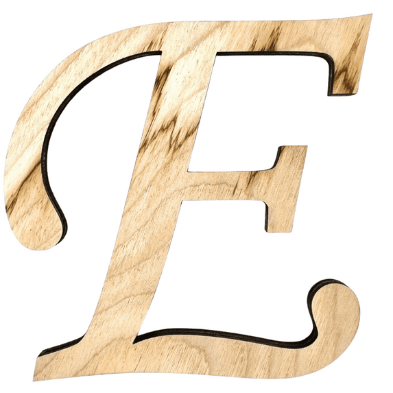 10" Tall BIRCH Wood Letter E | Krafty Supply 1/4" Thick Wooden Letters | Wood Craft Letter | Monotype Font | Fancy Fonts