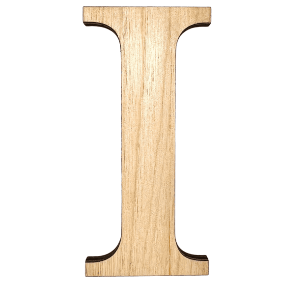 10" Tall Birch Letter I | 1/4" Thick Birch Plywood| Krafty Supply Letters | Times | Wooden Letter