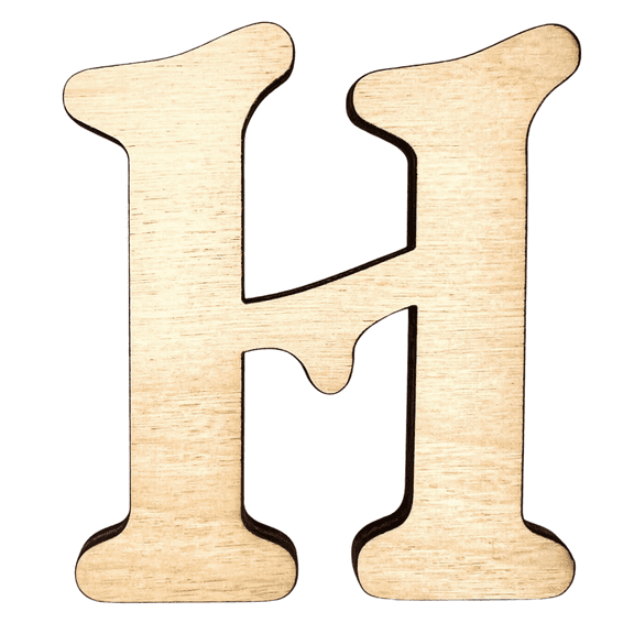 10" Tall Birch Plywood Letter H | 1/4" Thick | Krafty Supply Letters | Beltorian