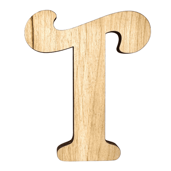 10" Tall Birch Plywood Letter T | 1/4" Thick | Krafty Supply Letters | Beltorian