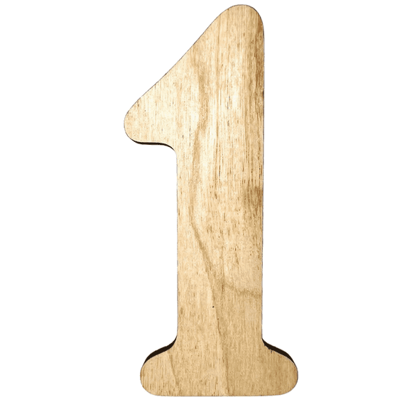 10" Tall Birch Plywood Number 1| 1/4" Thick | Krafty Supply Letters | Beltorian