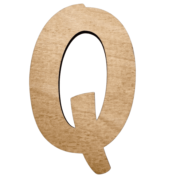 10" Tall Birch Wood Letter Q | 1/4" Thick | Wood Craft Letter | American Font