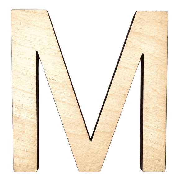 10" Tall MDF Letter M | 1/4" Thick Birch | Krafty Supply Letters | Arial | Wooden Letter