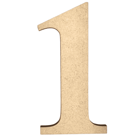 10" Tall MDF Number 1| 1/8" Thick | Krafty Supply Letters | Times | Wooden Letter