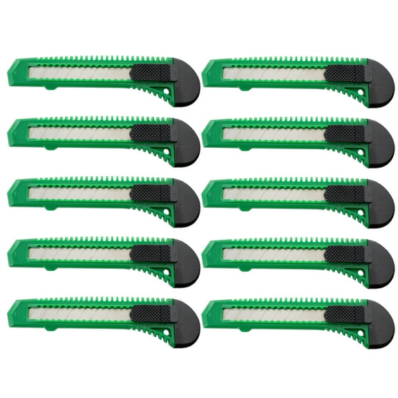 10 Ten Bulk Green Utility Knives Box Cutters Snap Off Blades