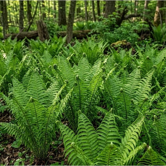 10 Tennessee Ostrich Fern Rhizomes Green Ferns Live Plants, Fresh Perennial Ferns 3-6" Long Bare Roots