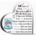 thumbnail image 1 of 10 Th Birthday Inspirational Gifts For Ten Year Old Teens Heart Shaped Signs Birthdate Gift Encourage Thank You Gifts For Women Men, Decoration Heart Shape Acrylic Sign Gift, 1 of 6