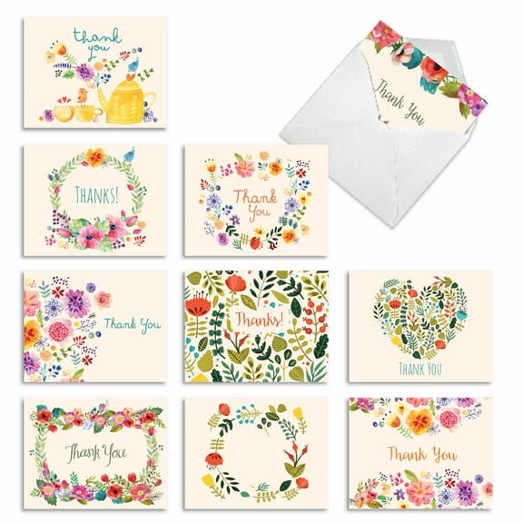 10 Thank You Cards Pack - Grateful Greetings