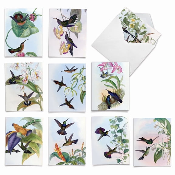 The Best Card Company 10 Assorted Thank You Notes Set 4x5.12 w/ Envelopes, 10x1 Designs, for Men, Women, Humming Along M10034TY