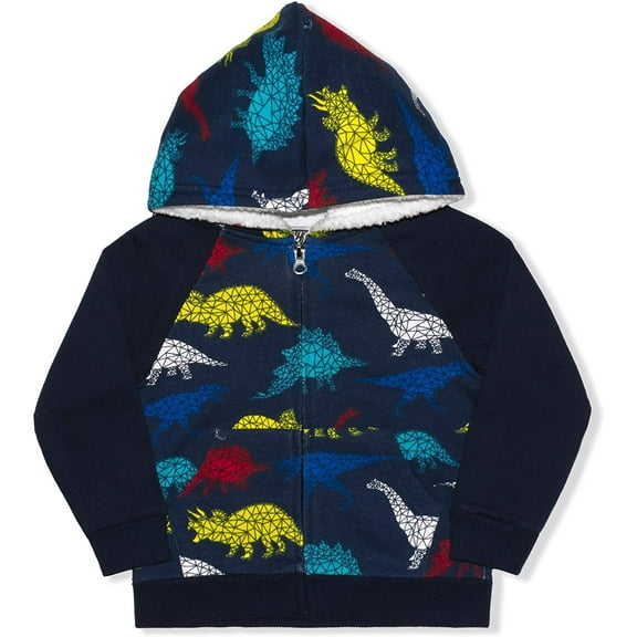 10 Threads Dino Zip Up Hoodie with Pockets for Boys, Front Zip Jacket for Toddlers