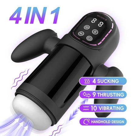 Obgado Male Masturbator 9 Thrusting, 4 Sucking 10Vibrating Male Sex Toys with Handles and Digital Display Male Stroker