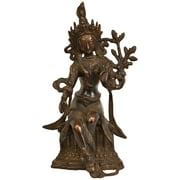 10" Tibetan Buddhist Deity - Seated Tara In Brass | Handmade | Made In India - Brass Statue