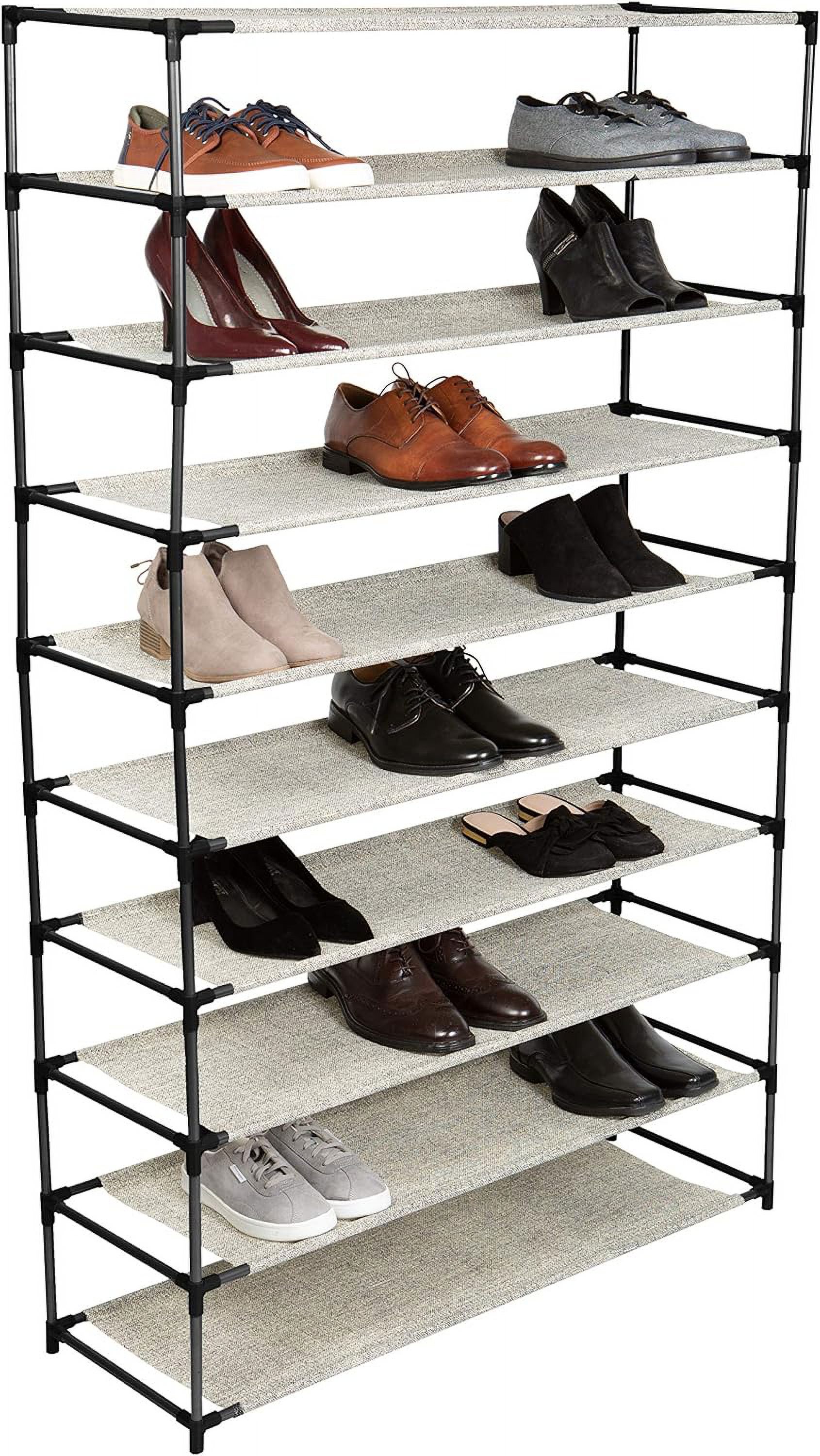 10 Tier 50 Pair Freestanding Shoe Rack Holds Up To 100 Individual Shoes Good For Sneakers