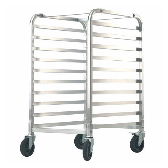 10-Tier Bakery Rack with Wheels - Aluminum Pan Rack for Sheet Pans - Full/Half Size - 26" x 20.3" x 39" - Kitchen Storage Trolley