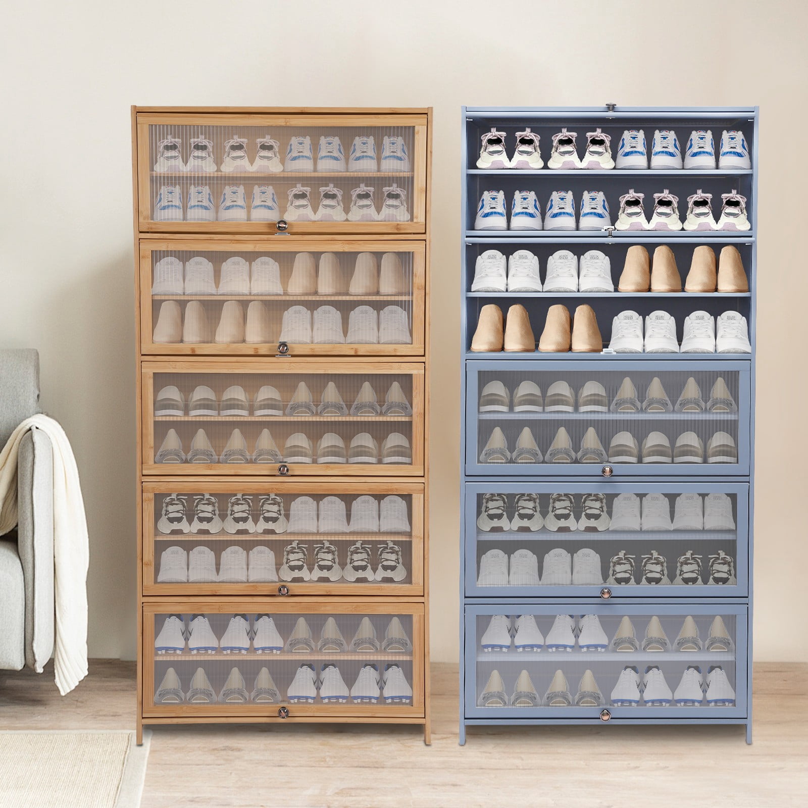 10-Tier Bamboo Shoe Rack Cabinet Organizer Wooden Shelf Stand Storage Book Shelf 80*32*172cm for Foyer, Living Room, Porch