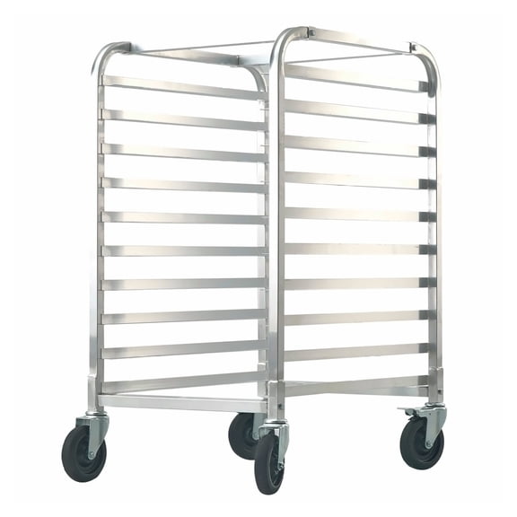 10-Tier Bun Pan Rack, Bakery Rack with Wheels - Aluminum Racking Trolley for Half/Full Sheet Pans, Kitchen Storage, 26"L x 20.3"W x 39"H