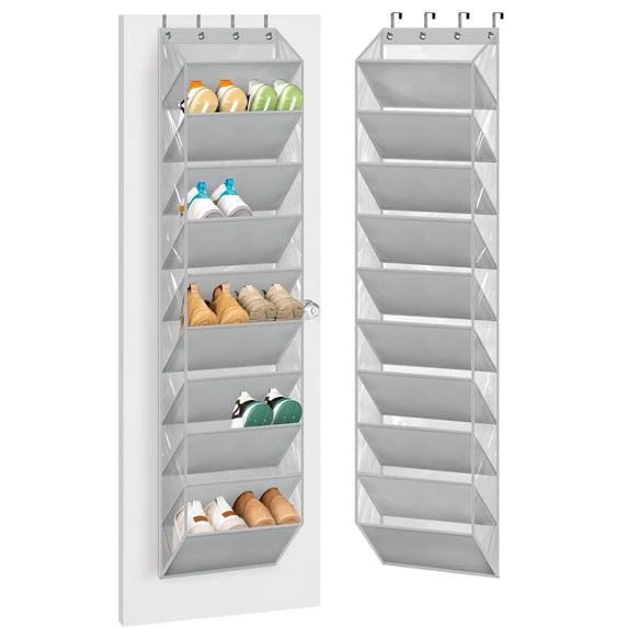 10 Tier Clear Over the Door Shoe Organizer Storage, Deep Pockets Large Hanging Shoe Rack for Closet Door, Fit 20 Pairs Shoe Holder Hanger for Sneakers, Boots (Black)
