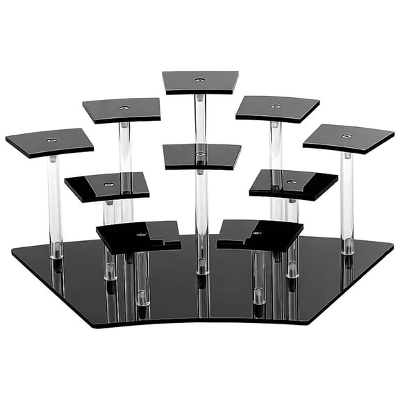 10 Tier Acrylic Display Stand, Acrylic Riser Display Stand Perfume Holder, Riser Display Shelf Multi Black Acrylic