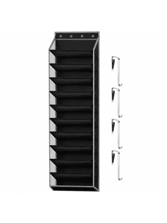 10 Tier Over-the-Door Hanging Shoe Organizer Heavy Duty Oxford Fabric for 20+ Pairs of Footwear (Black)