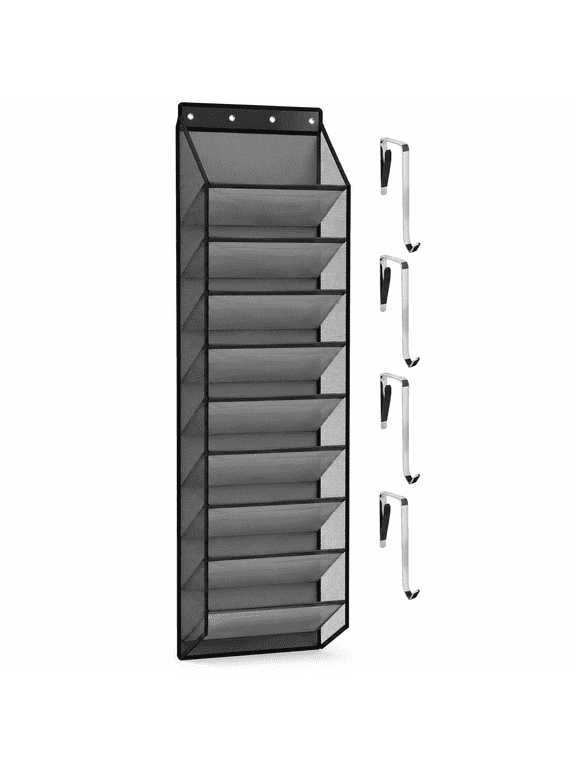 Over the Door Shoe Organizer 10 Tier, Heavy Duty Oxford Fabric Storage Rack Holds 20 Pairs, Gray, 1 Set