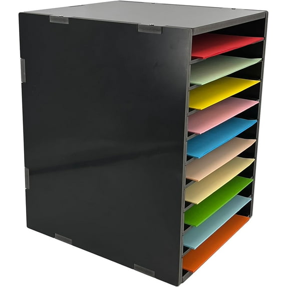 10-Tier File Sorter Organizer for Desk, Desktop Organizer with Adjustable Lettry Tray, Paper Sorter for Office School (Black)