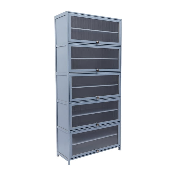 10-Tier Freestanding Shoe Cabinet, Bamboo and Acrylic Shoe Storage Organizer with Magnetic Doors and Modern Design