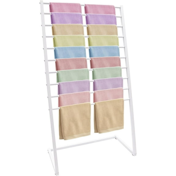 10 Tier Metal Scarf Display Stand, Freestanding Scarf Floor Standing Display Rack, Tie Rack Scarves Rack, Towel Rack, Pants Belt Rack, for Commercial Clothing Retail Store