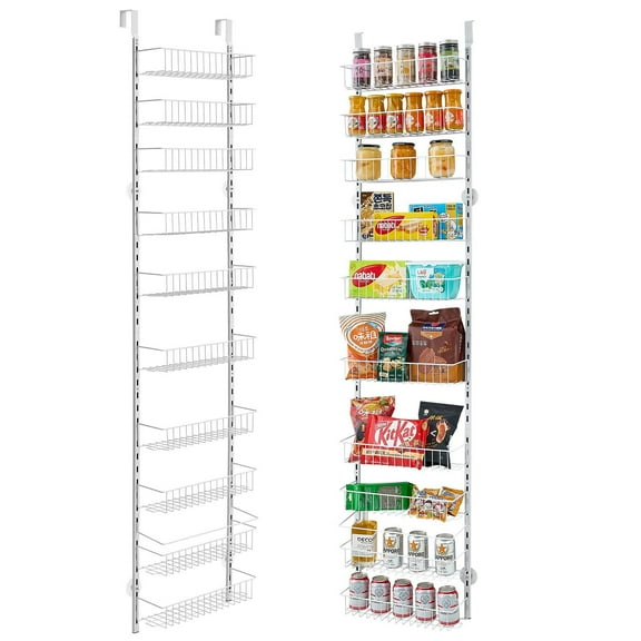 10-Tier Over-The-Door Pantry Organizer - Adjustable Hanging Storage Rack for Kitchen, Spices & Snacks