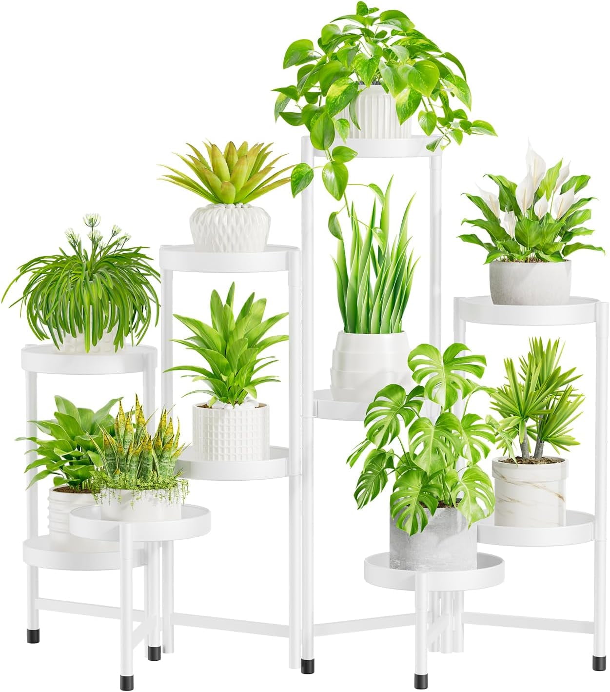 10 Tier Plant Stand for Indoor Outdoor, Tiered Folding Corner Flower ...