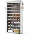 thumbnail image 1 of 10 Tier Shoe Rack with Covers Large Capacity Stackable Tall Shoe Shelf Storage for 50-55 Pairs Shoe and Boot, Sturdy Free Standing Shoe Rack Organizer for Closet, Entryway, Bedroom, Printing, 1 of 7