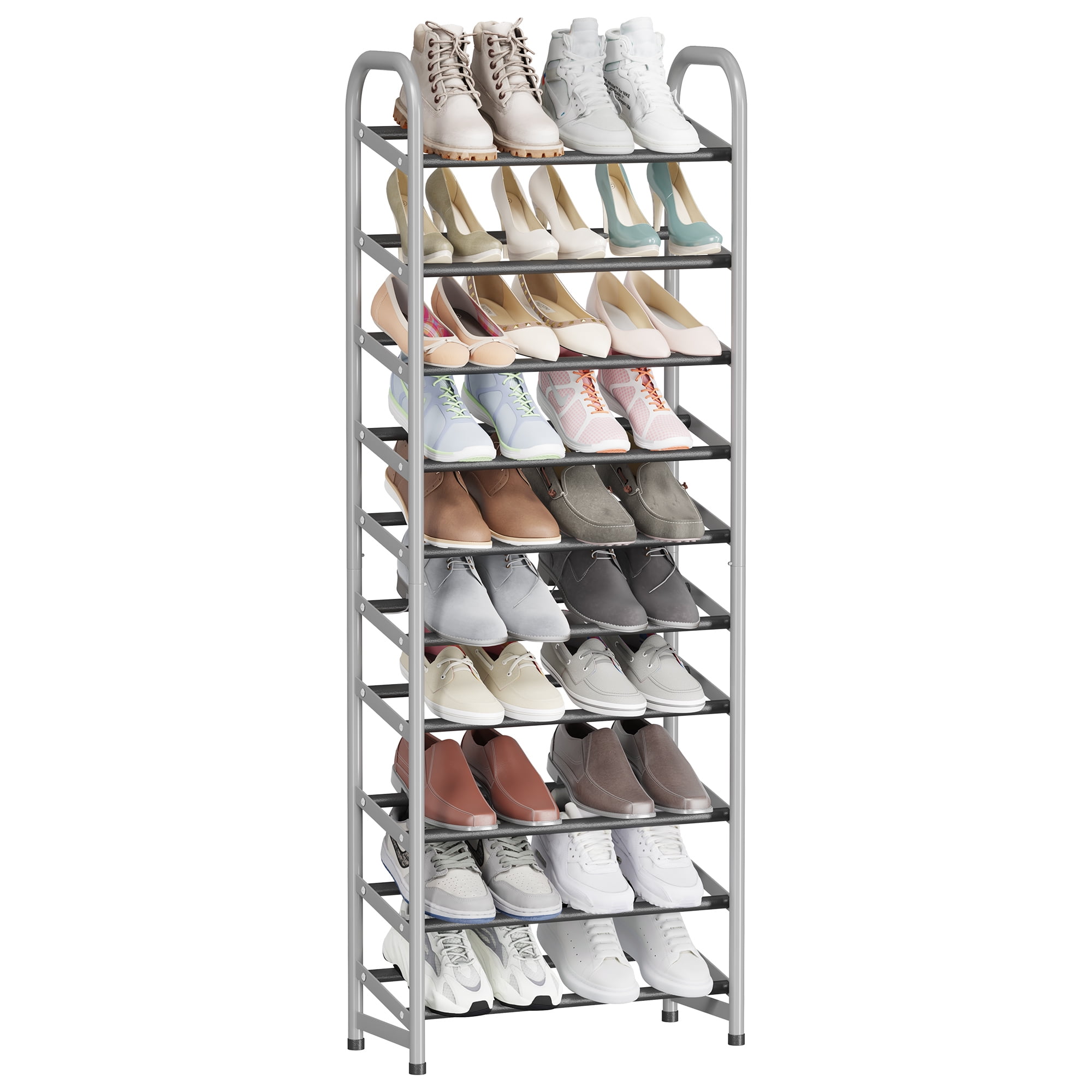 10-Tier Shoe Rack For 30 Pairs Of Shoes, Removable Metal Shoe Rack ...