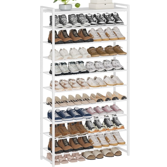 10 Tier Shoe Rack Organizer For 40-50 Pairs Tall Metal Storage Shelf ...