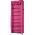 thumbnail image 1 of 10 Tier Shoe Rack, Storage Organizer Non-Woven Fabric Cover Shoe Rack Cabinet Portable Single Row Shoe Rack Shelf Cabinet Tower with Dustproof Cover for Closet Entryway Hallway（Rose Red）, 1 of 6