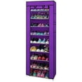 thumbnail image 1 of 10 Tier Shoe Rack, Storage Organizer Non-Woven Fabric Cover Shoe Rack Cabinet Portable Single Row Shoe Rack Shelf Cabinet Tower with Dustproof Cover for Closet Entryway Hallway（Purple）, 1 of 6