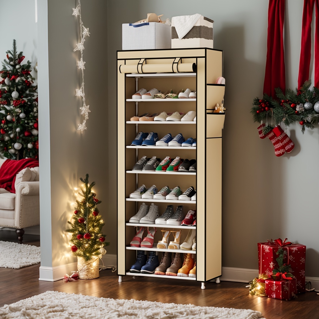Sweeper Shoe Rack 10-Tier Shoe Rack with Dust Cover | 9-Grid Large Capacity | Space ...