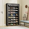 thumbnail image 1 of 10 Tier Shoes Rack with Cover, Black Vertical Shoe Shelf for Entryway,50 Pair Large Shoe Stand, 1 of 5