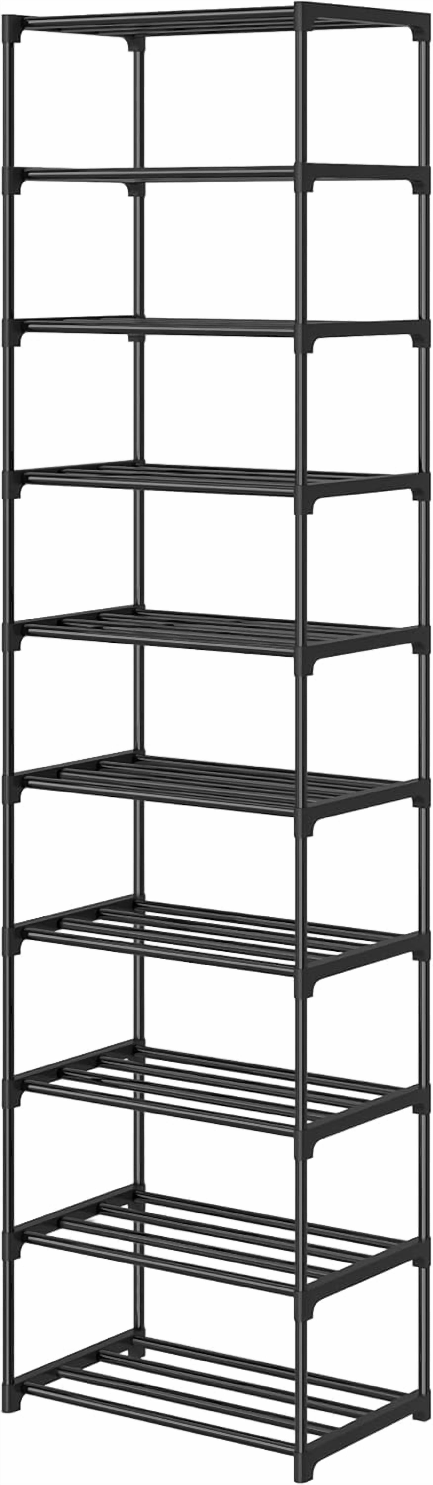 10 Tier Tall Shoe Rack, Narrow Lightweight Shoe Shelf, Compact