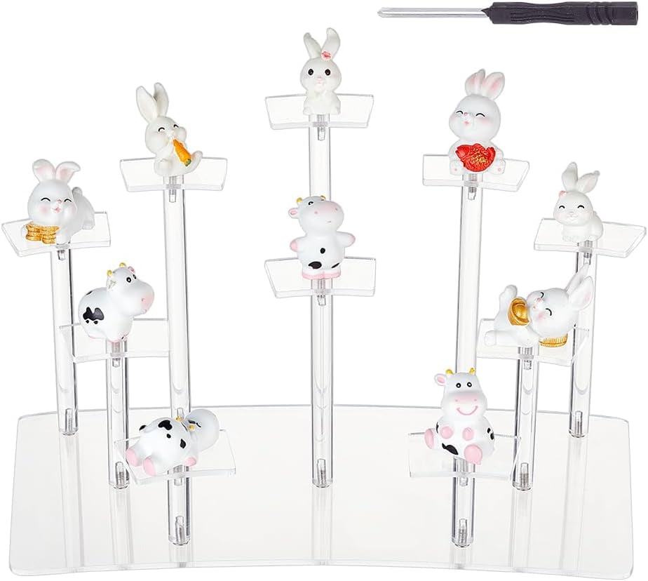 10-Tier Transparent Acrylic Minifigures Display Risers Trapezoid ...