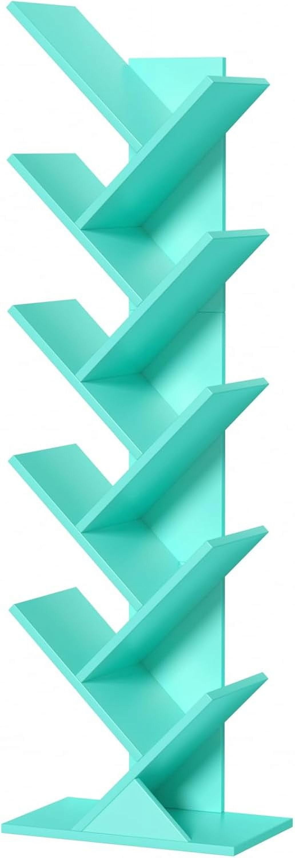 SHEEPAM 10 Tier Tree Book Shelf, Floor Standing Wood Bookshelf For Narrow Space Storage Organizer Bookshelves For Books Cds Magazine Bookcase With Shelves For Home Office Living Room White&pid=ndyzogy3nw - View #5