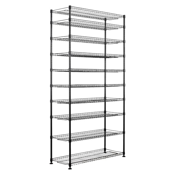 10-Tier Wire Shelving Unit with adjustable shelves, cleaner between uses, NSF-related steel storage rack for kitchen or garage, Black