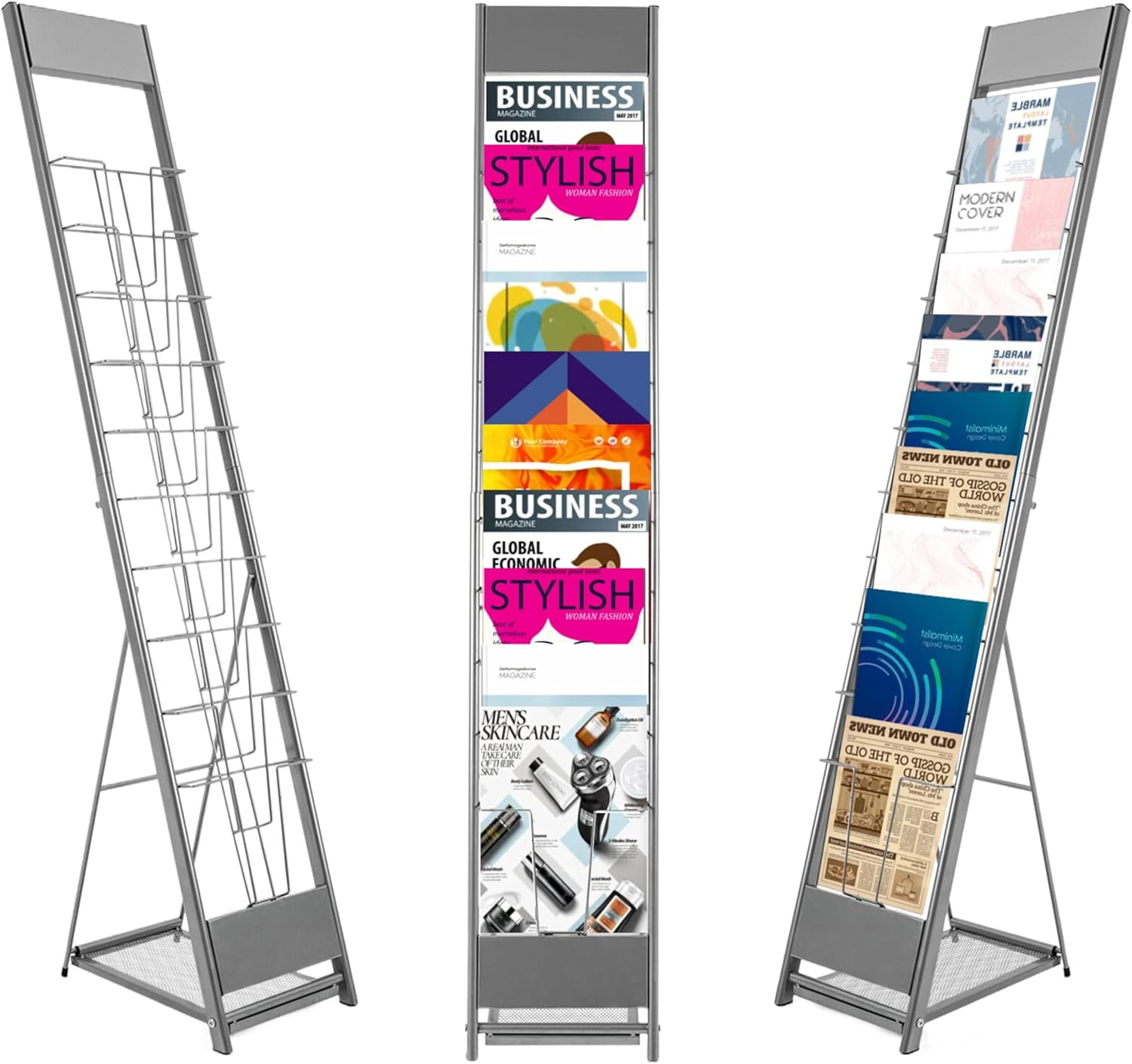 10 Tiers Portable Magazine Rack Book Brochure Display Stand Holder