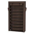 thumbnail image 1 of 10 Tiers Shoe Rack Organizer, PKWQ511BN Portable Shoe Rack Closet Fabric Cover, Dark Brown Shoe Organizer Storage Cabinet, 1 of 6