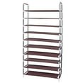 thumbnail image 1 of Shoe Storage, 10 Tiers Shoe Organizer, Non-woven Fabric Shoe Shelf Organizer, Heavy Duty Shoe Stand with Metal Tubes for Closet Dormitory Patio Cabinet Garage, 39" x 11" x 71", Brown, Q4224, 1 of 9