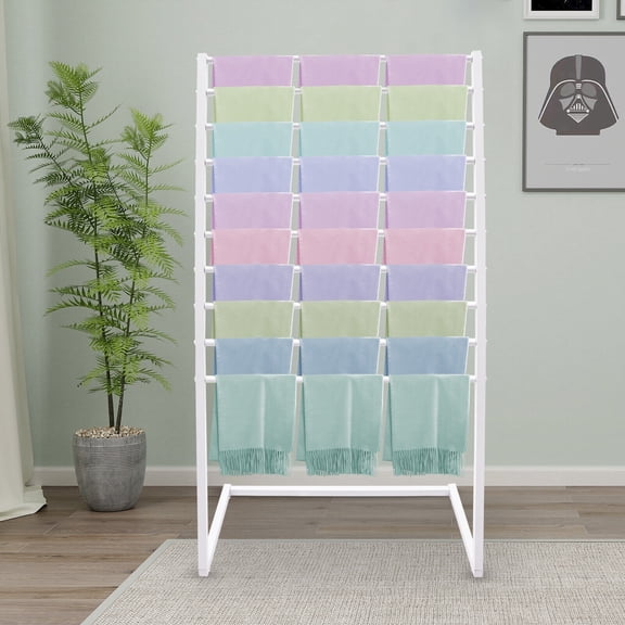 10 Tiers White Metal Scarf Rack White Free Standing Modern Scarf Display Stand
