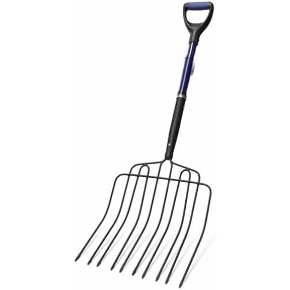 10-Tine Pitch Fork for Gardening, Heavy Duty Manure & Mulch Fork with Fiberglass Handle, Wide Bedding Hay Fork for Compost, Farm, 45 Inch$$Garden & Patio