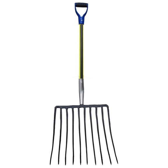 10 Tines Forged Seed Fork W/ Fiberglass Handle! Y