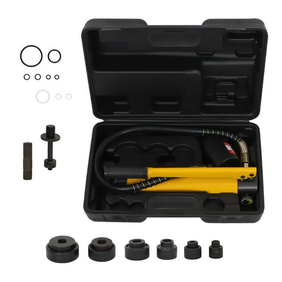 10 Ton 1/2 to 2 inch Hydraulic Knockout Punch Driver Tool Kit with 6 Dies Hole Complete Tool Electrical Conduit Hole Cutter Set