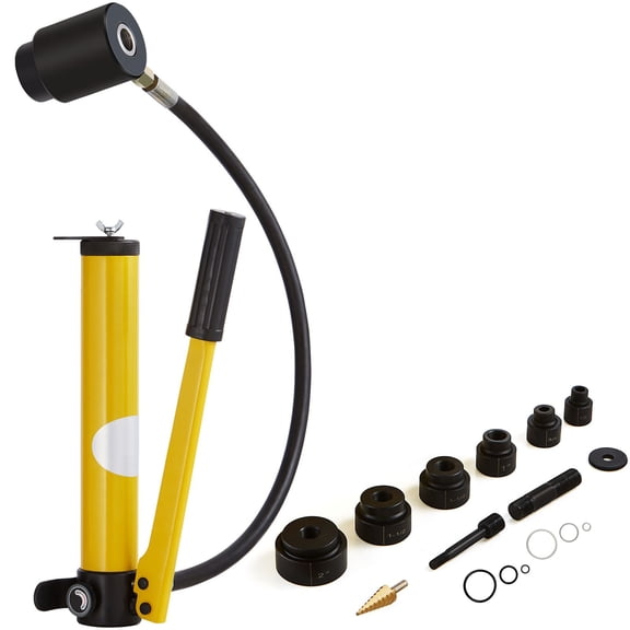 10 Ton Hydraulic Knockout Punch Kit 1/2 to 2 Inch Conduit Hole Cutter Set 6 Piece Metal Sheet Driver Tools for Stainless Steel Aluminum