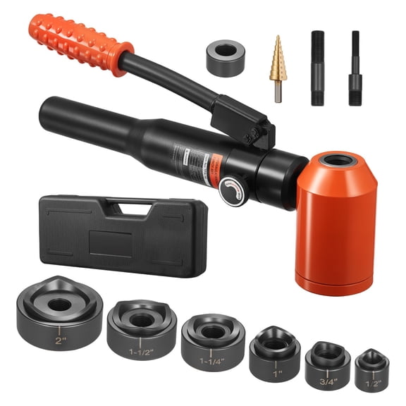 10 Ton Hydraulic Knockout Punch Set, 1/2" to 2" Hole Making Tool Kit with 6 Dies, for Metal Electrical Control Cabinets